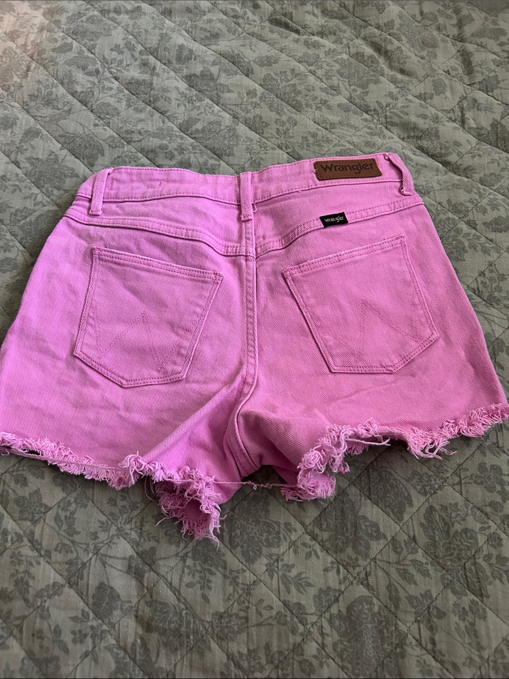 Wrangler Pink Frayed Denim Cutoff Shorts